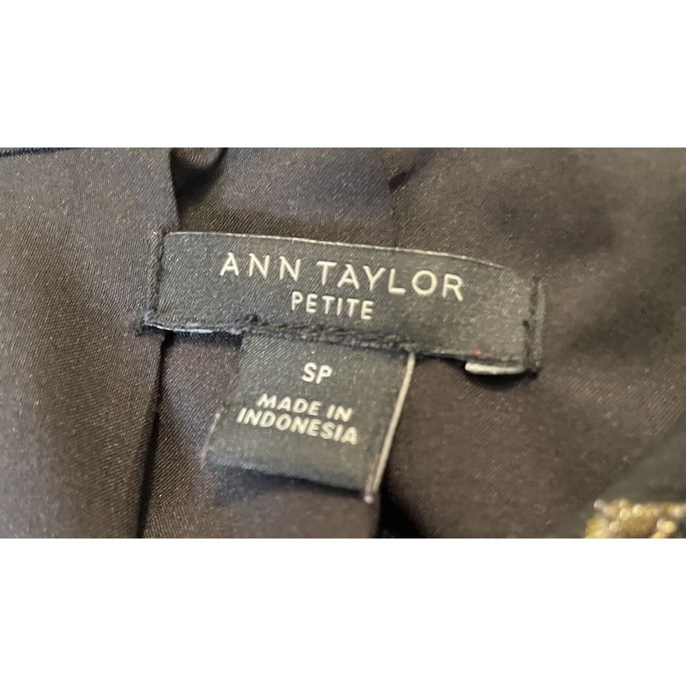 90s Ann Taylor Belted Dress PS Black Metallic Gold Sheer Goth Modern Party City - Picture 13 of 15